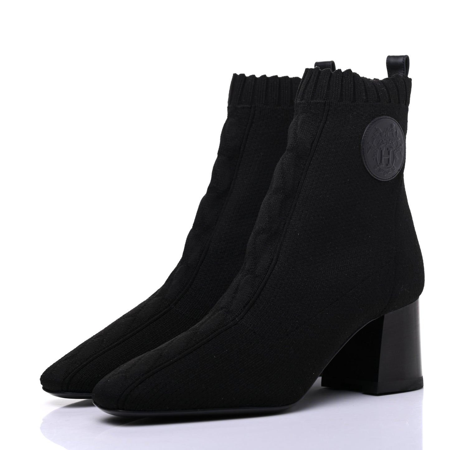 Knit Calfskin Volver Ankle Boots 37.5 Black