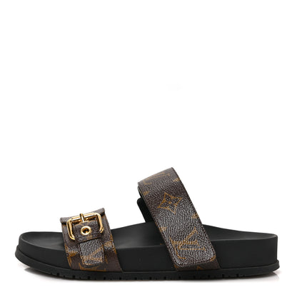 Louis Vuitton Monogram Bom Dia Mule Sandals 35 Black 1 of 7