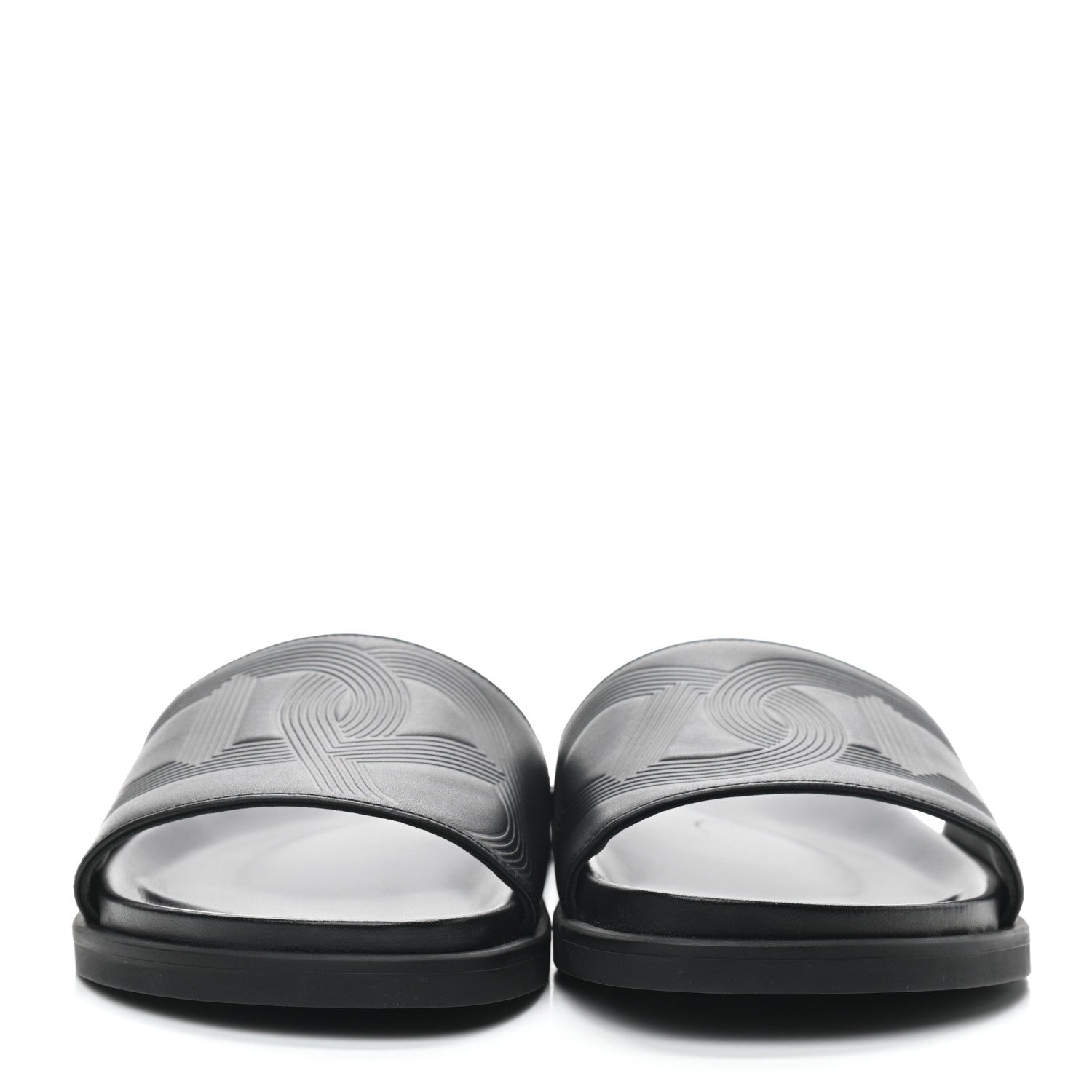Hermes Calfskin Mens Biarritz Sandals 43 Black 2 of 7