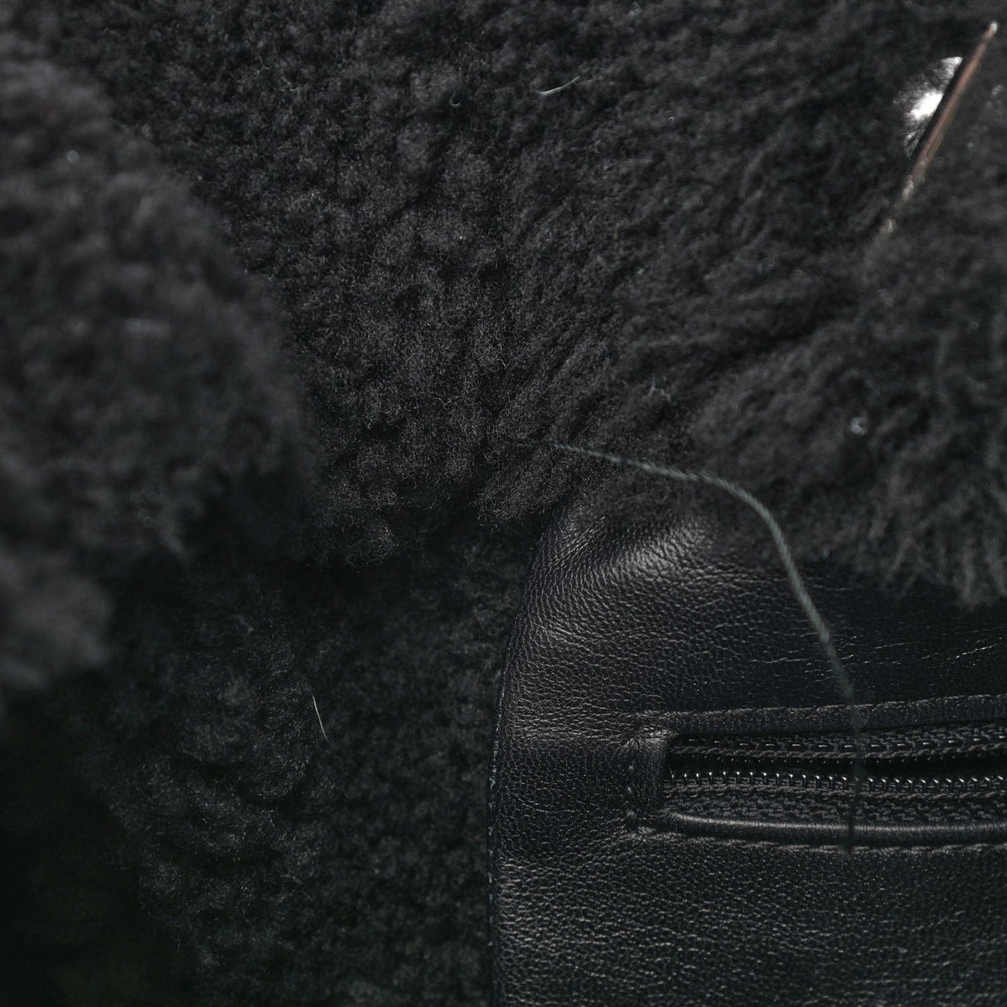 Lambskin Shearling Large Coco Neige Shopping Tote Black