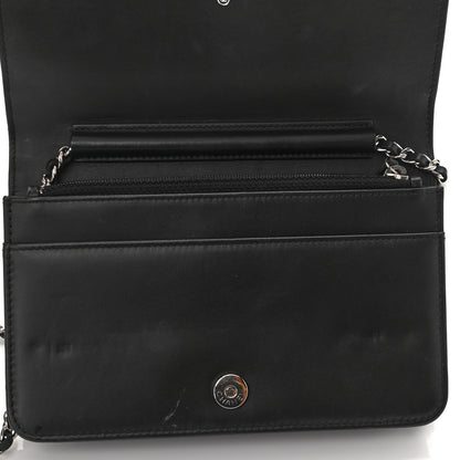 Chanel Lambskin Camellia Studded Wallet on Chain WOC Black 12 of 12