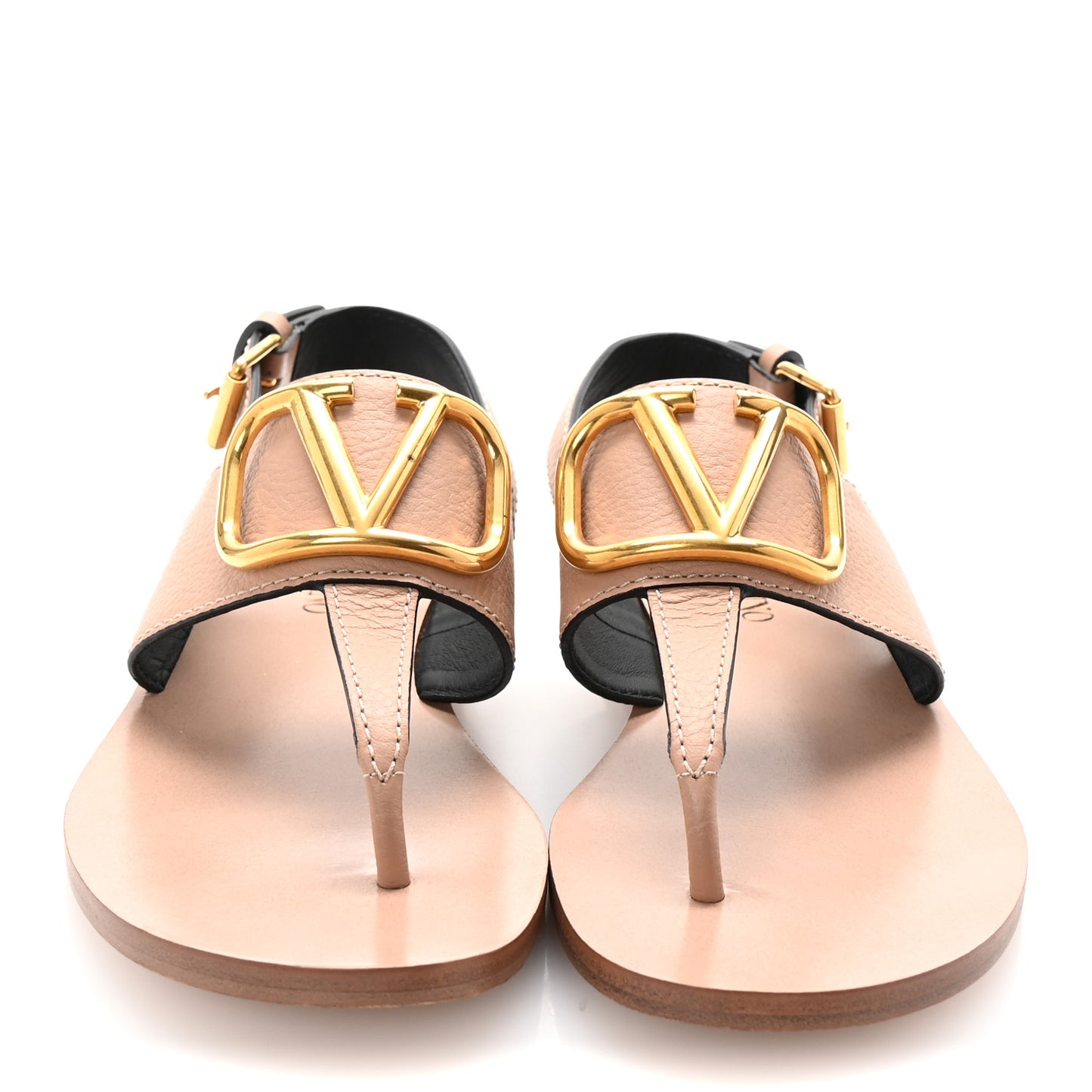 Grainy Cowhide Vlogo Slingback Flat Thong Sandals 35.5 Rose Cannelle