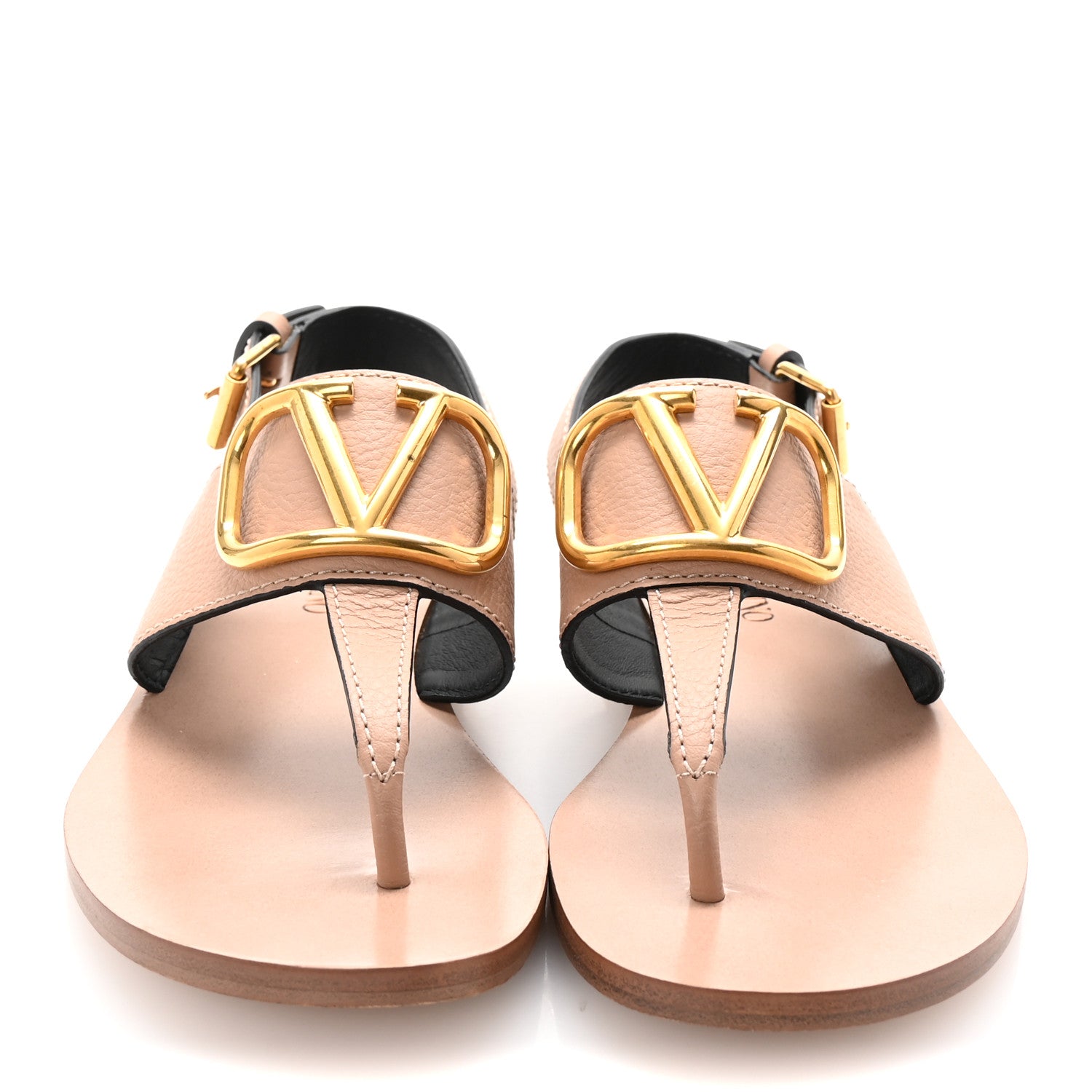 Valentino Garavani Grainy Cowhide Vlogo Slingback Flat Thong Sandals 35.5 Rose Cannelle 3 of 10