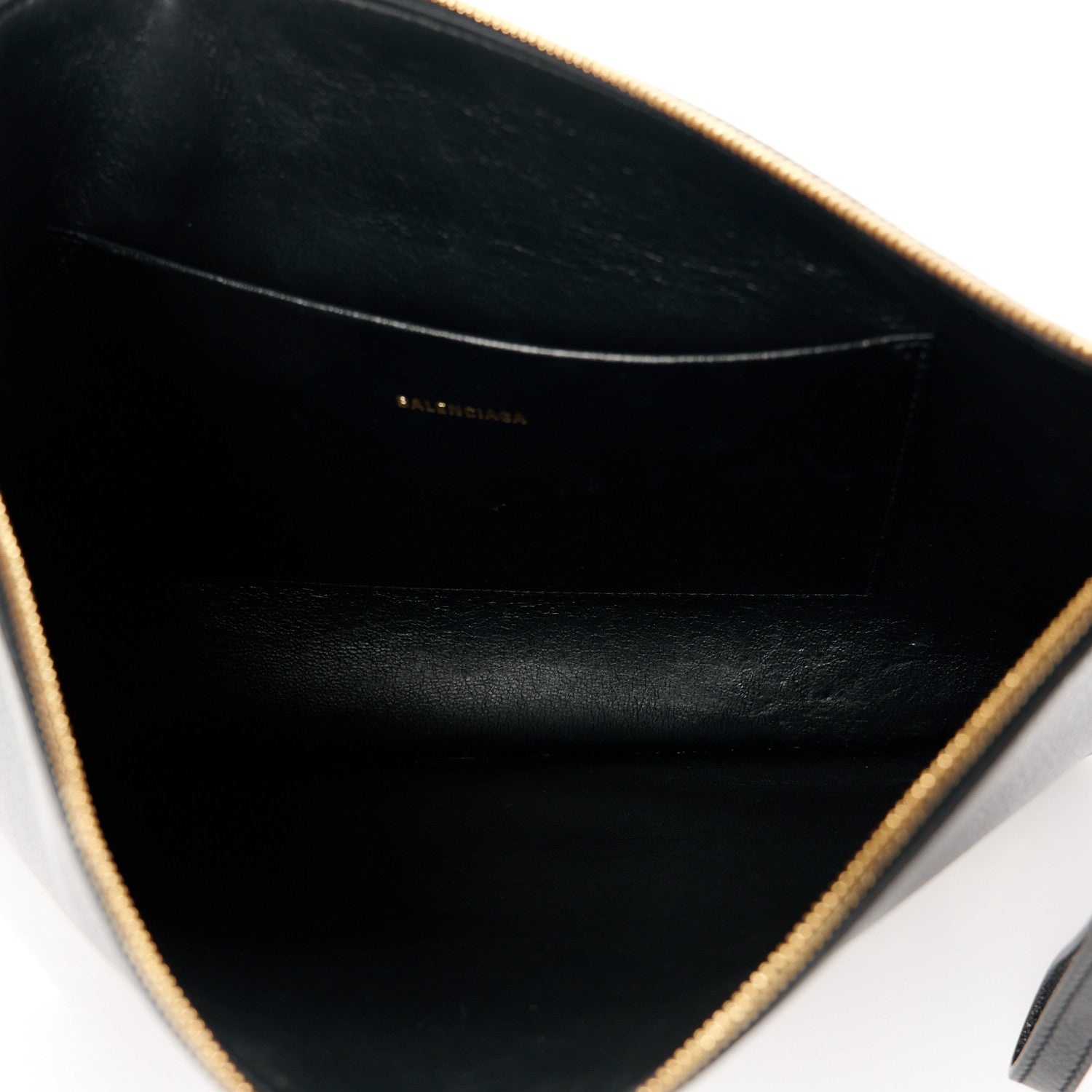 Balenciaga Calfskin Logo Medium Cash Pouch With Handle Black White 5 of 9