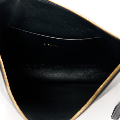 Balenciaga Calfskin Logo Medium Cash Pouch With Handle Black White 5 of 9