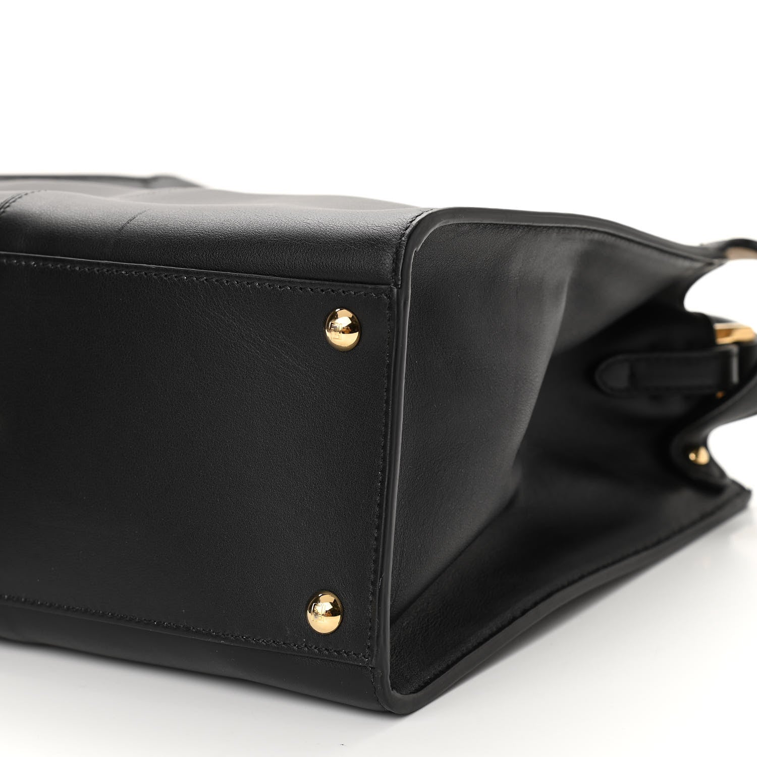 Fendi Vitello Seta Glazed Fabric FF 1974 Medium Peekaboo X-Lite Black Mogano Panna 9 of 9
