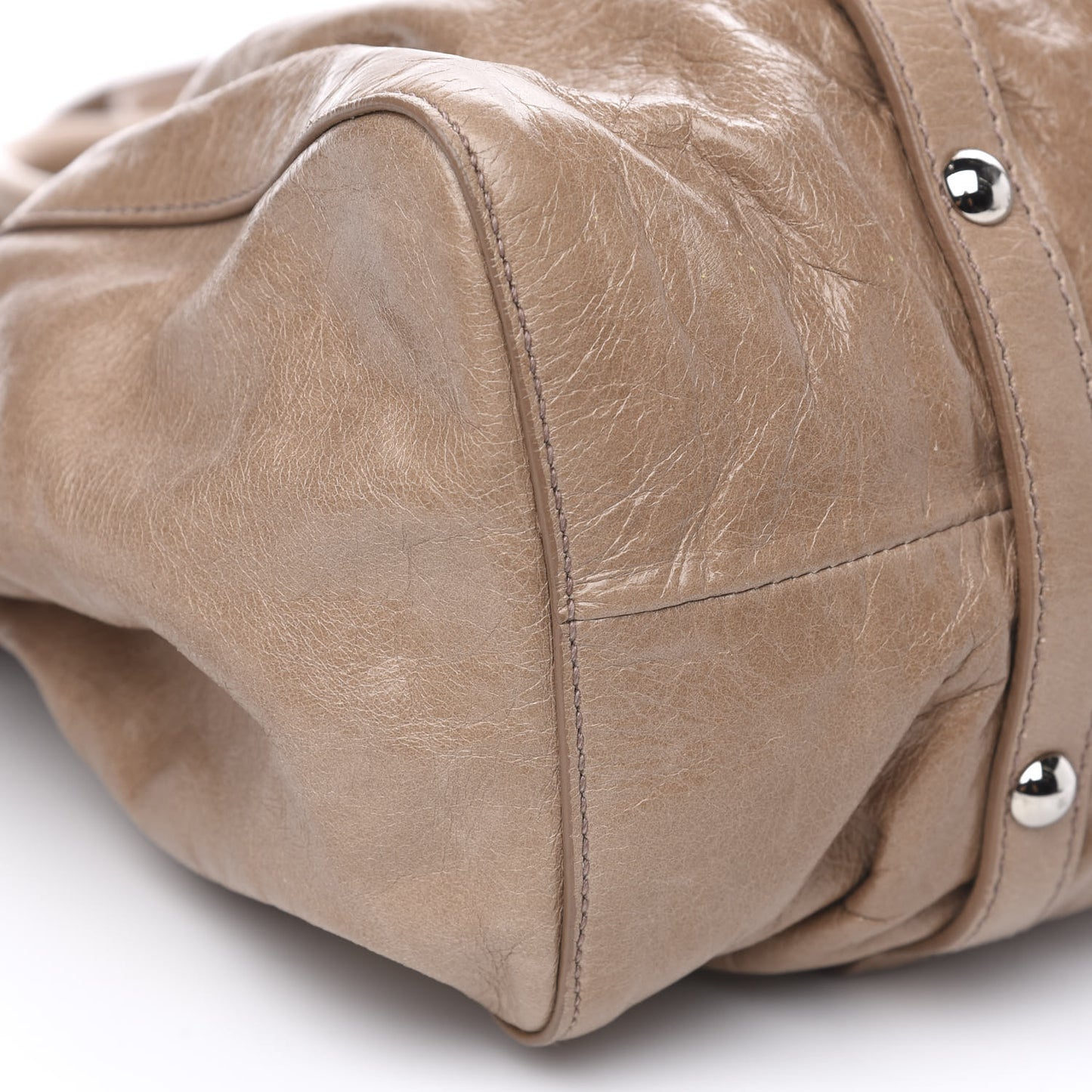 Vitello Shine Top Handle Satchel Cammeo