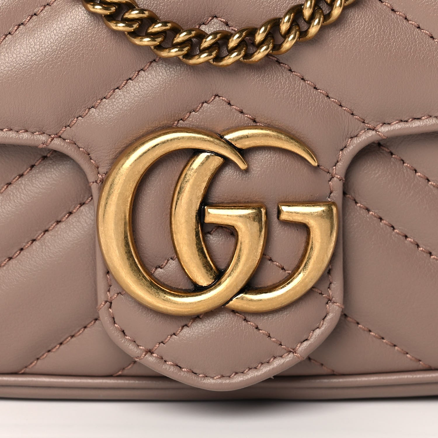 Gucci Calfskin Matelasse Super Mini GG Marmont Shoulder Bag Porcelain Rose 11 of 11