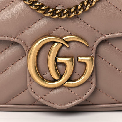 Gucci Calfskin Matelasse Super Mini GG Marmont Shoulder Bag Porcelain Rose 11 of 11