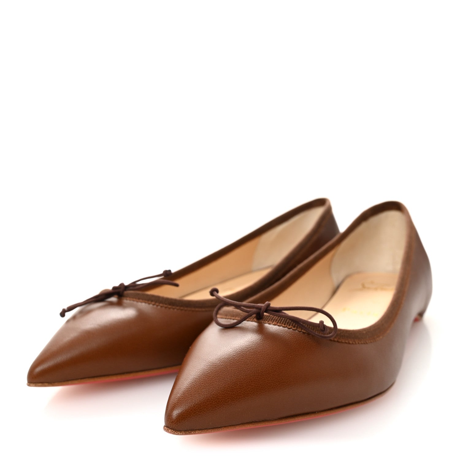 Christian Louboutin Shiny Nappa Ballalla Flats 37 Brown 4 of 9