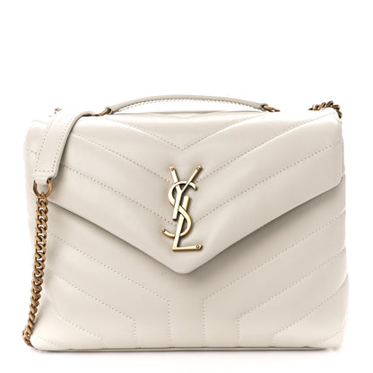 Saint Laurent Calfskin Y Quilted Monogram Small Loulou Chain Satchel Crema Soft 1 of 11