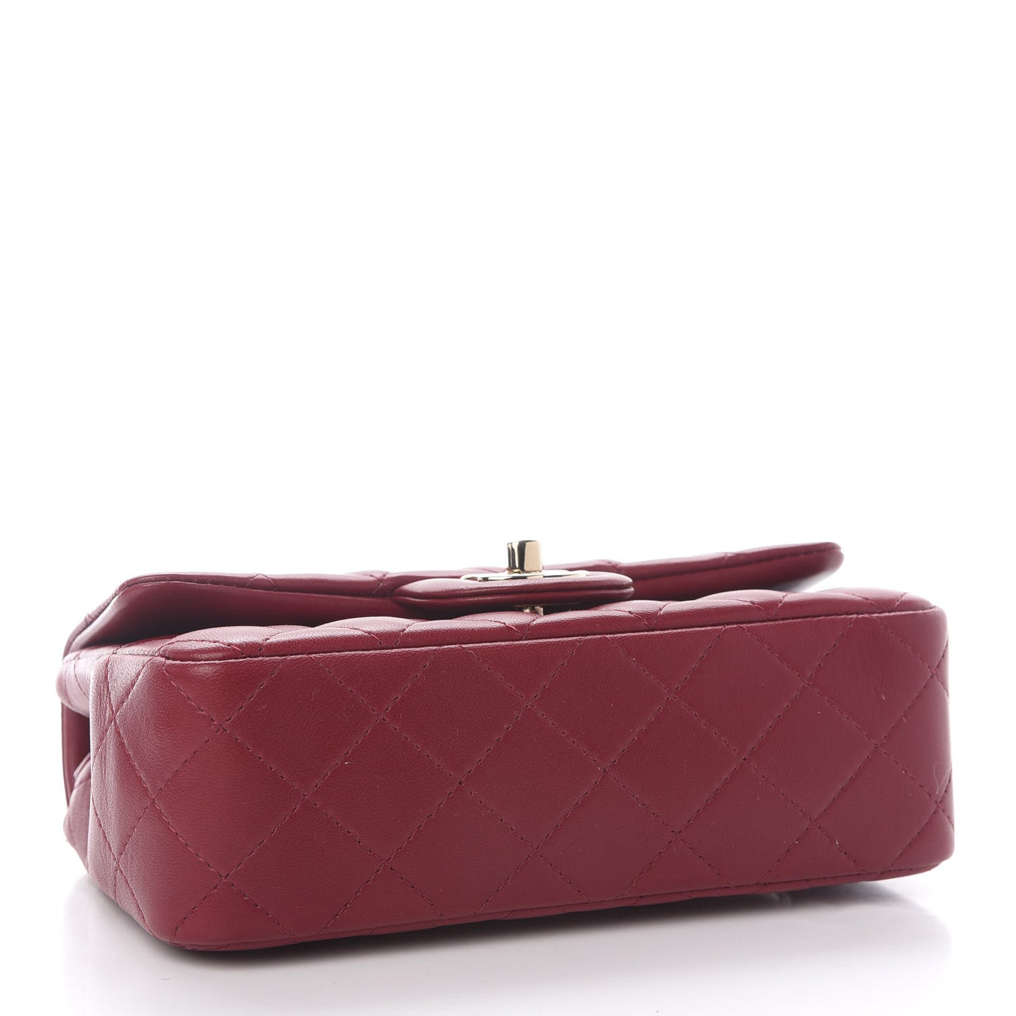 Lambskin Quilted Mini Rectangular Flap Burgundy