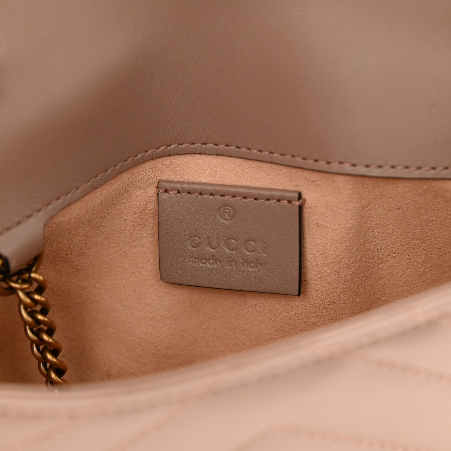 Calfskin Matelasse Super Mini GG Marmont Shoulder Bag Porcelain Rose