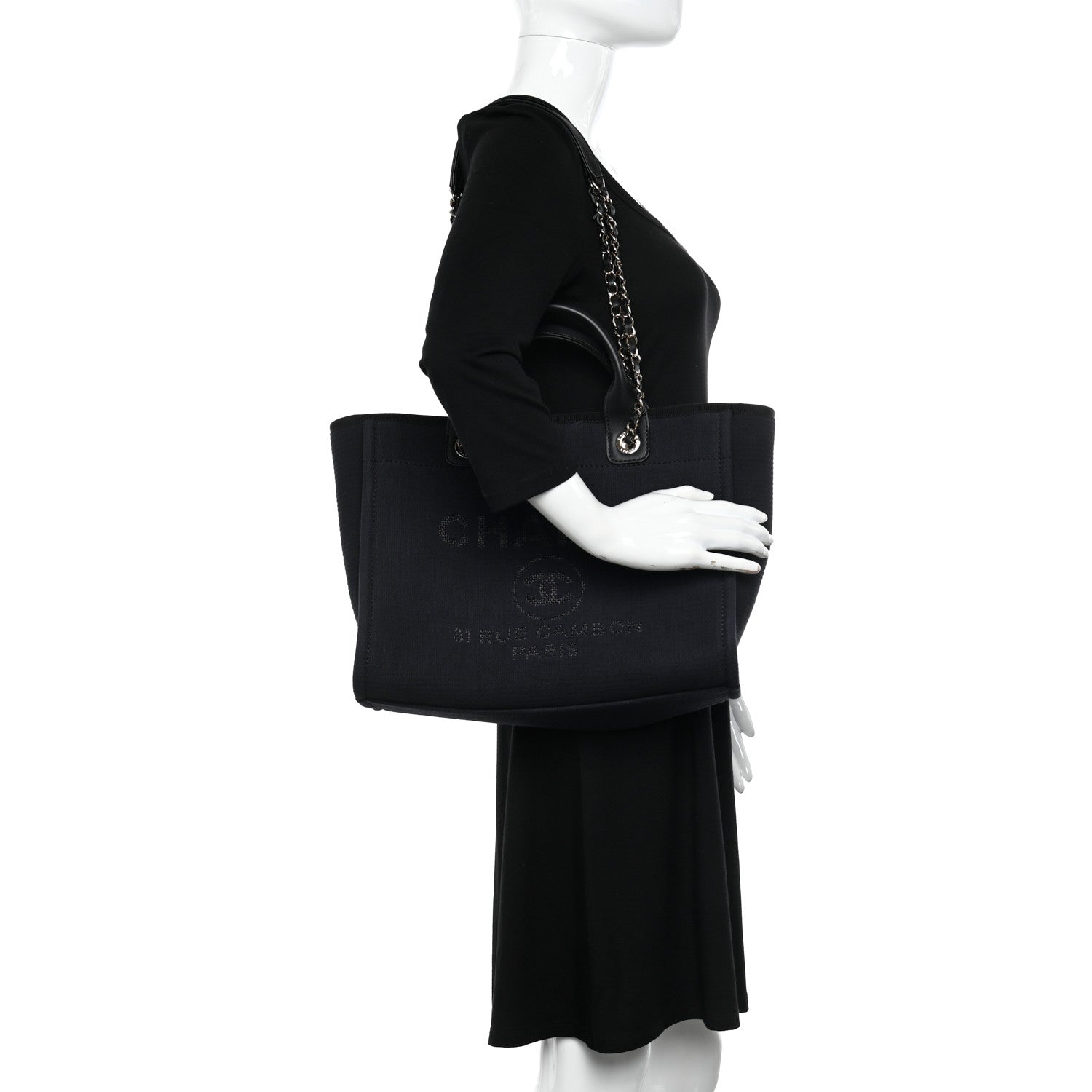 Chanel Mixed Fibers Small Deauville Tote Black 2 of 11