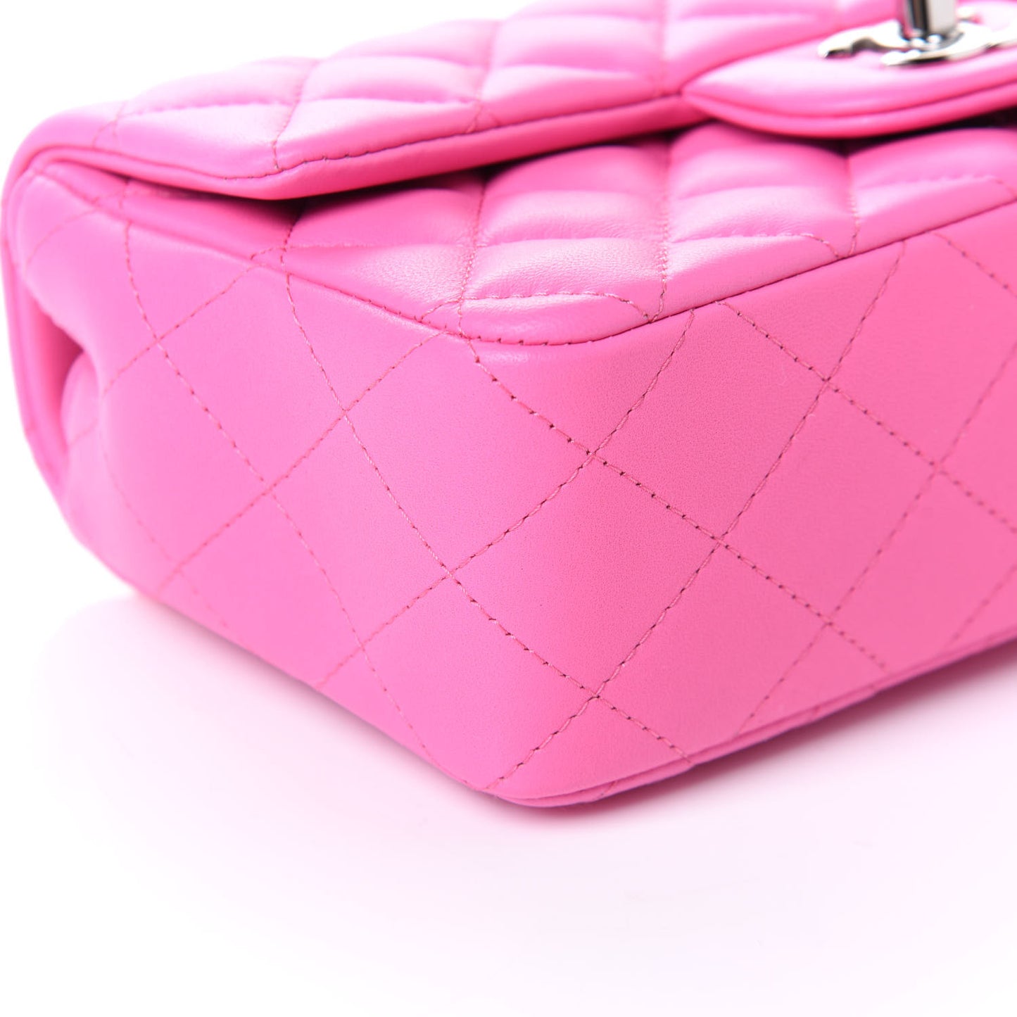 Lambskin Quilted Mini Rectangular Flap Neon Pink