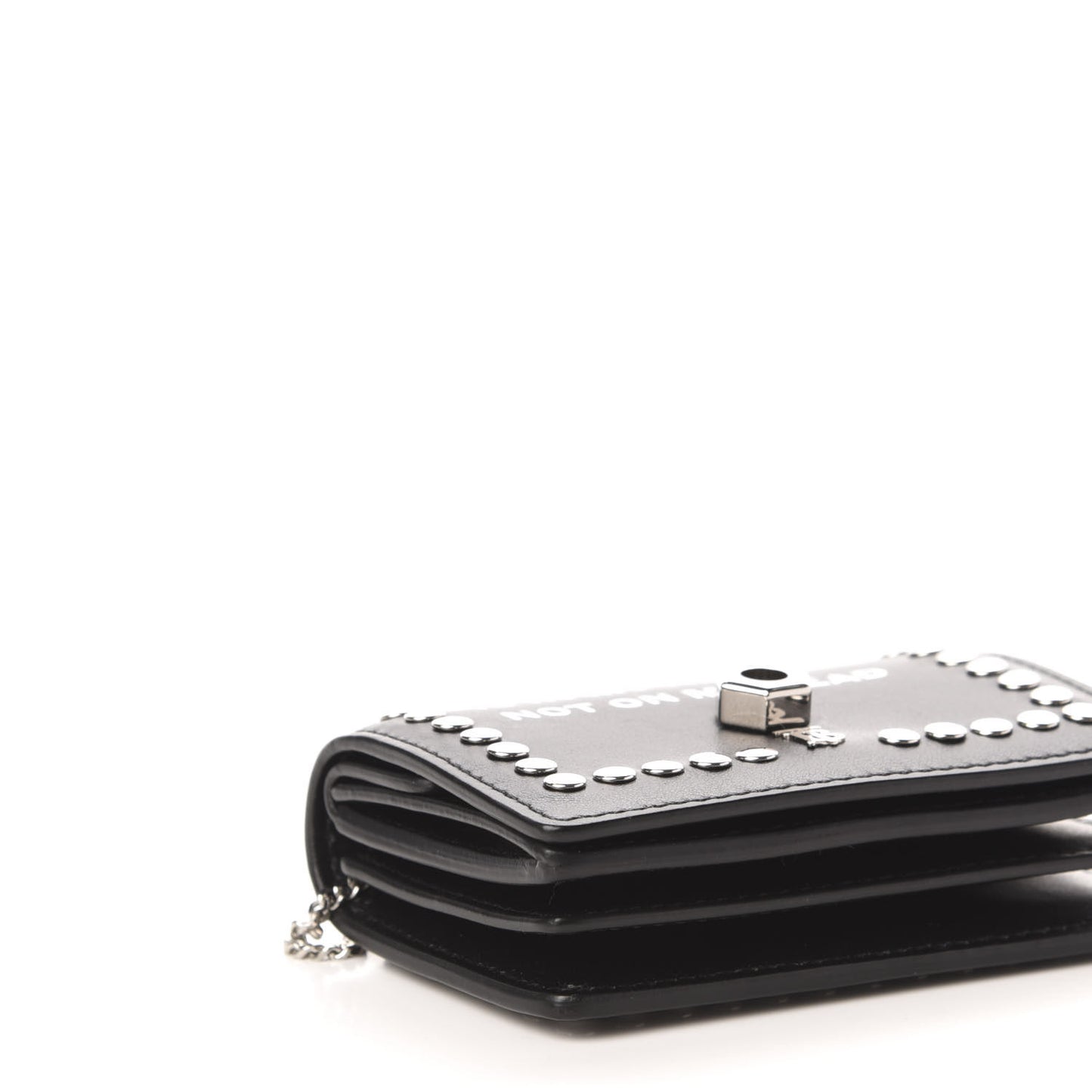 Calfskin Studded Jessie Chain Card Case Black