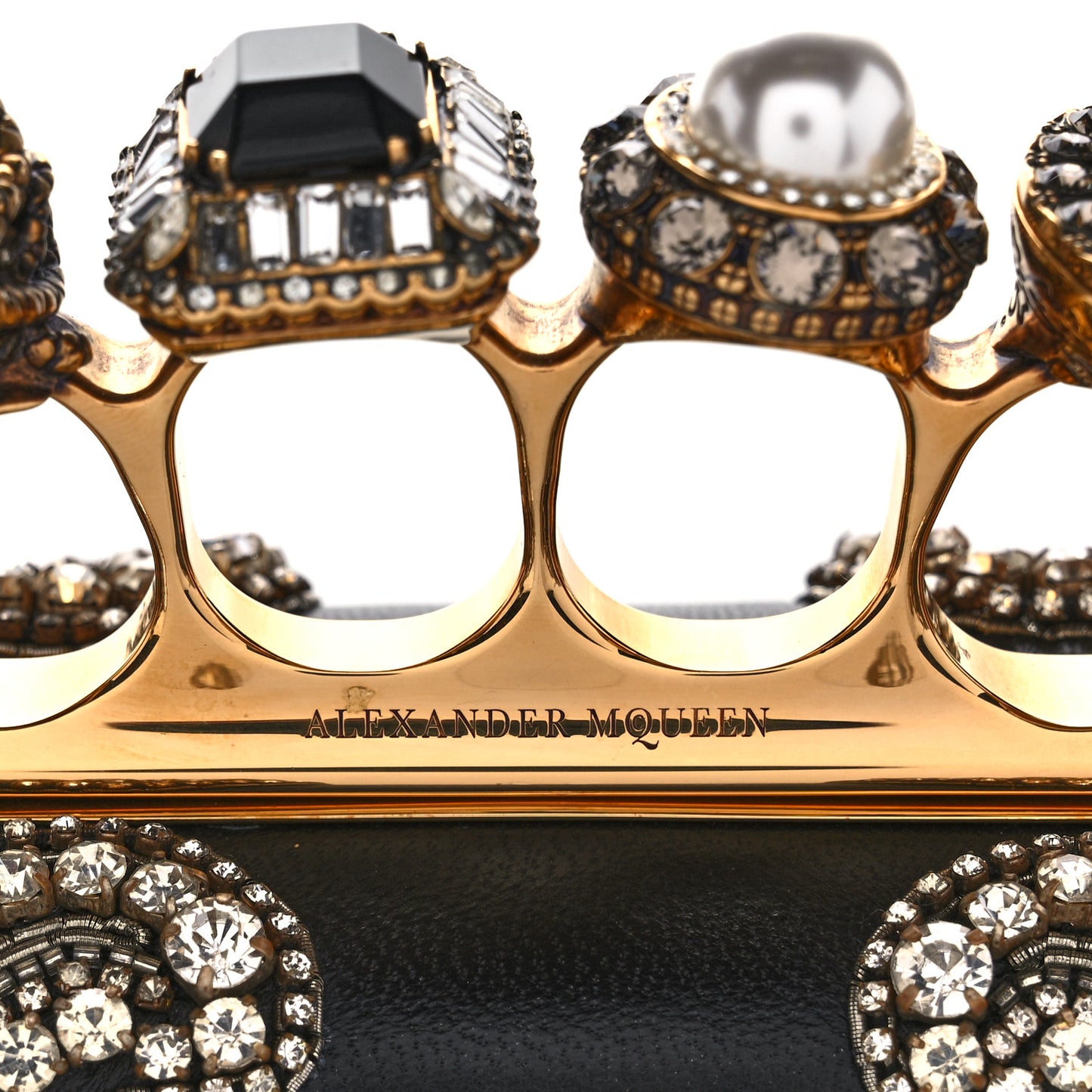 Silk Crystal Knucklebox Clutch Black
