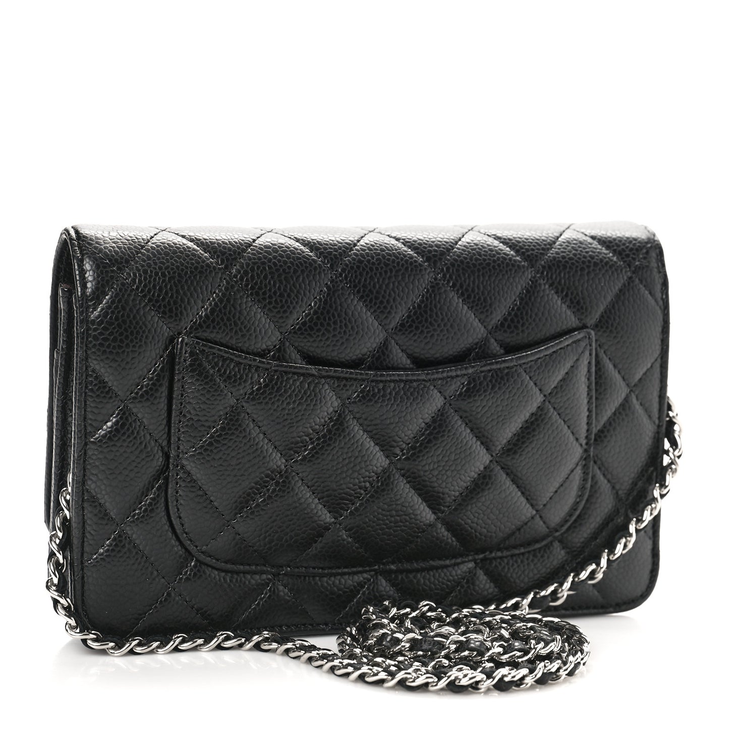 Caviar Quilted Wallet on Chain WOC Black