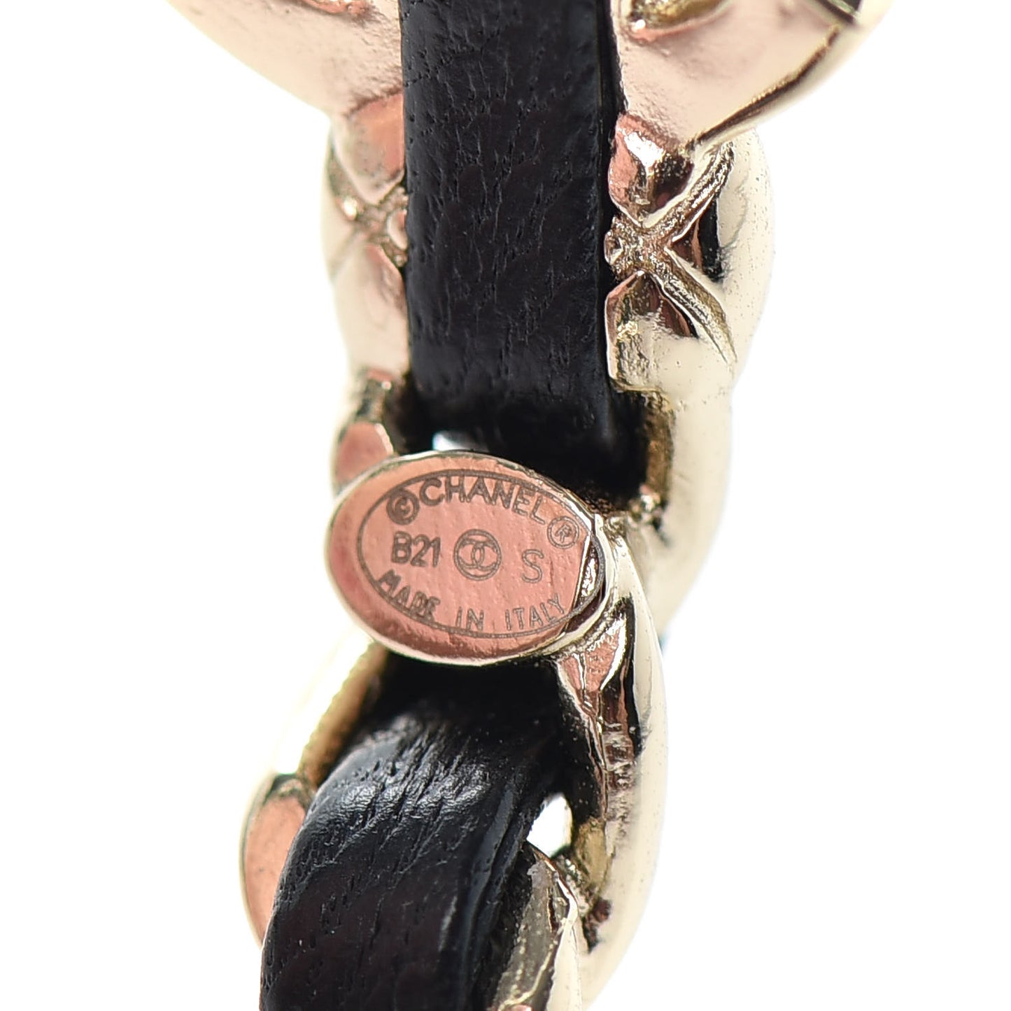 Lambskin CC Turnlock Chain Hoop Earrings Gold Black