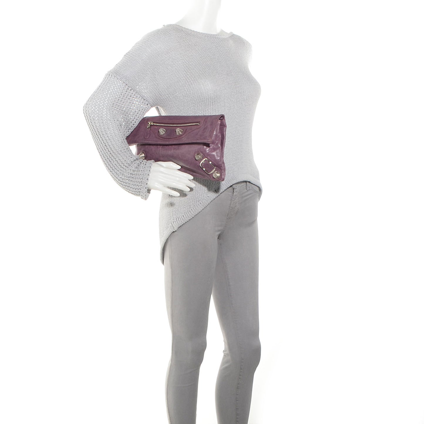 Agneau Giant 21 Silver Hardware Envelope Clutch Murier