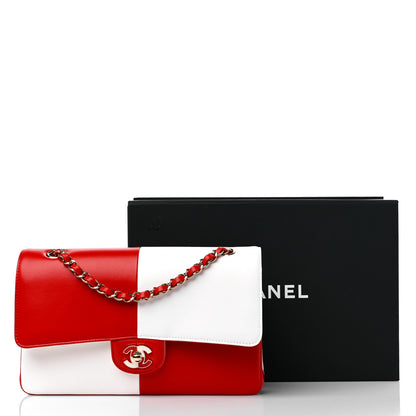 Chanel Lambskin Geometric Colorblock Medium Double Flap Red White 10 of 10