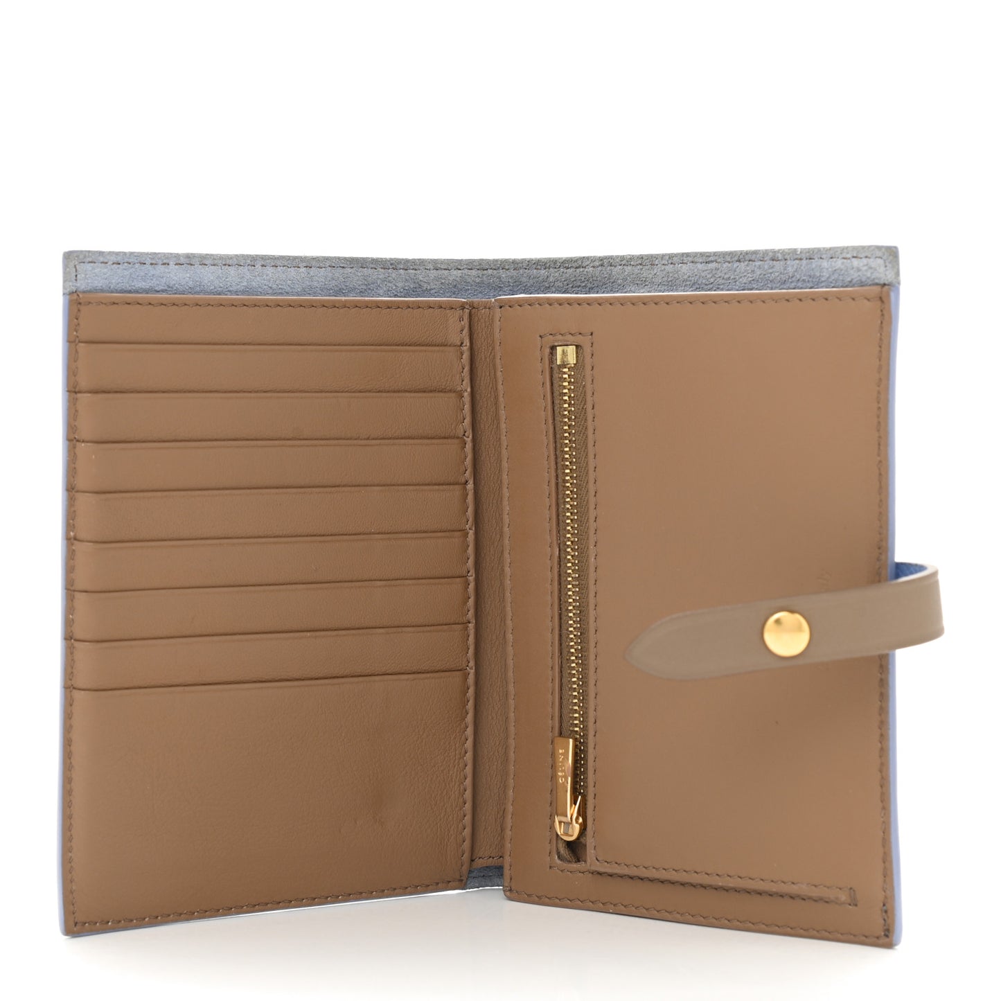 Grained Calfskin Medium Multifunction Strap Wallet Porcelain