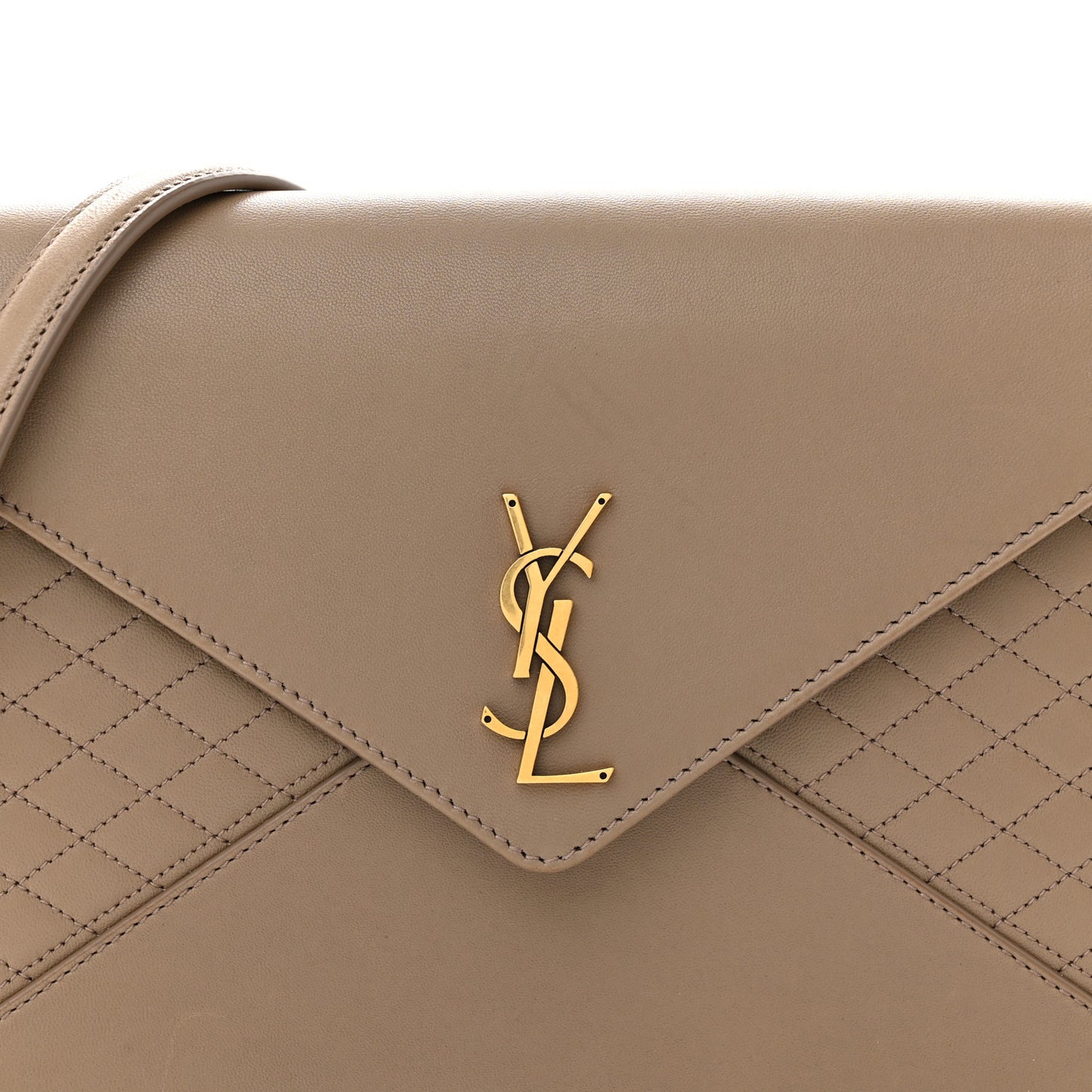 Lambskin Quilted Monogram Gaby Chain Bag Taupe