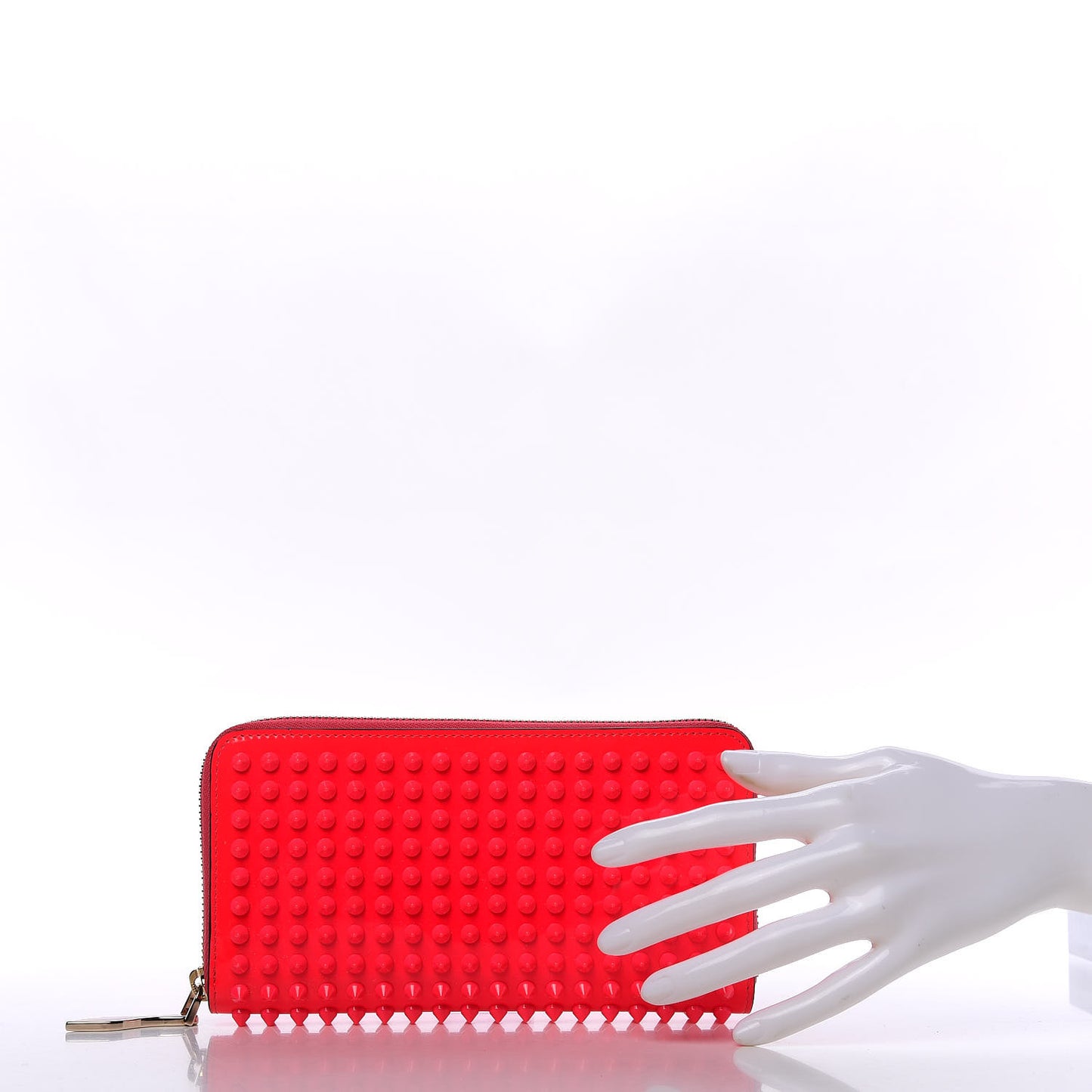 Patent Panettone Spiked Zip Around Wallet Rose Paris