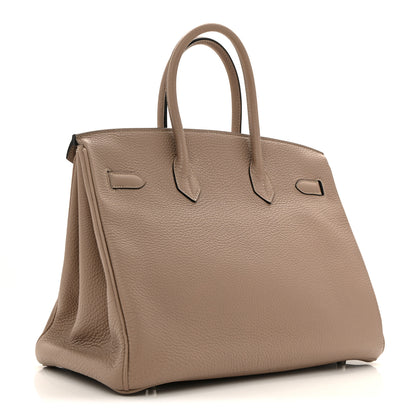 Hermes Togo Horseshoe Birkin 35 Gris Tourterelle Etoupe 3 of 12