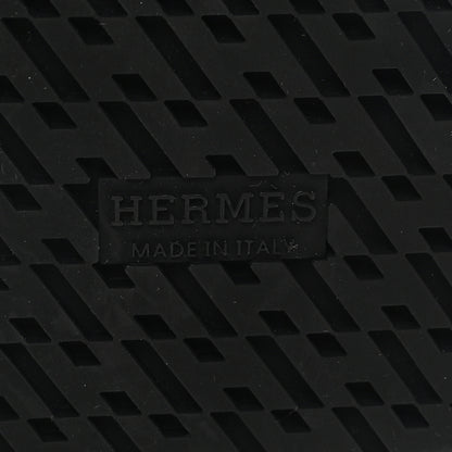 Hermes Calfskin Woolskin Womens Chypre Sandals 37.5 Black Ecru 7 of 8