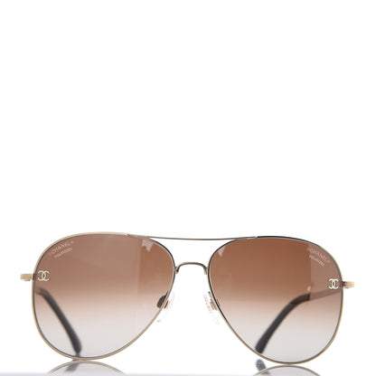 Chanel Aviator CC Sunglasses 4189-T-Q Gold 3 of 7