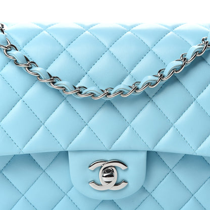 Chanel Lambskin Quilted Medium Double Flap Neon Blue 11 of 12