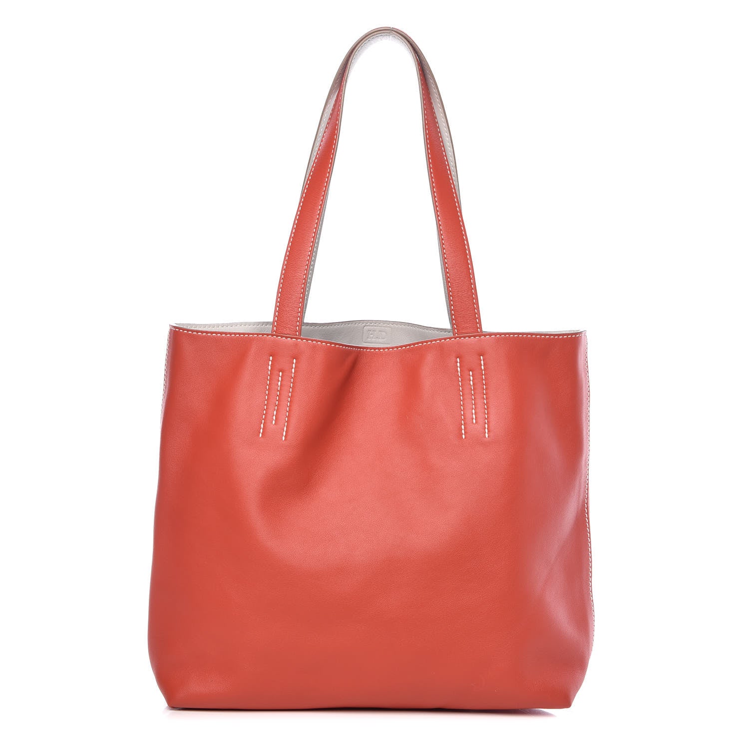 Hermes Veau Sikkim Double Sens 30 Reversible Tote Gris Perle Capucine 1 of 14