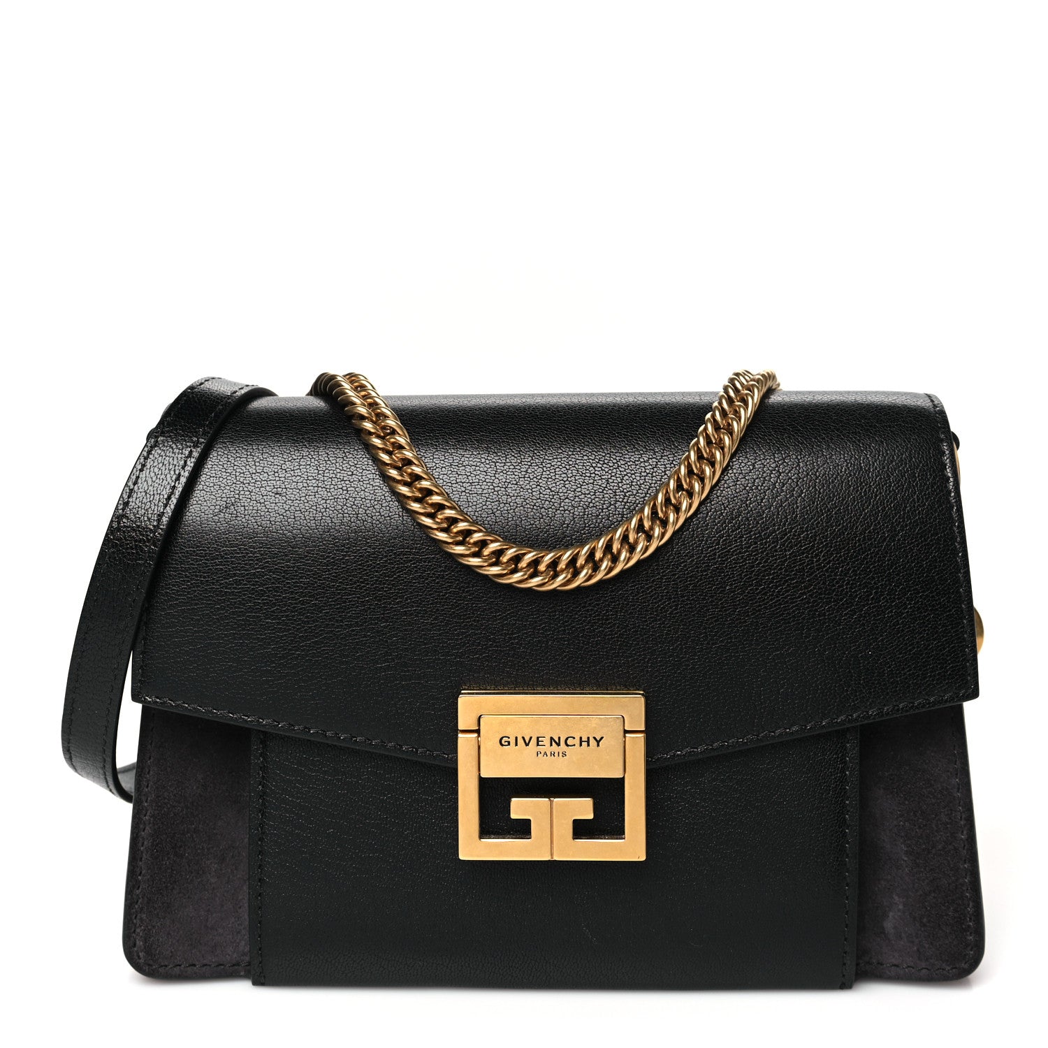 Givenchy Goatskin Suede Small GV3 Shoulder Bag Black Grey 1 of 9