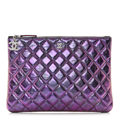 Chanel Iridescent Crumpled Calfskin CC Ripples Medium Cosmetic Case Purple 1 of 12