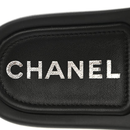 Chanel Lambskin Quilted CC Mules Sandals 37 Black 6 of 8