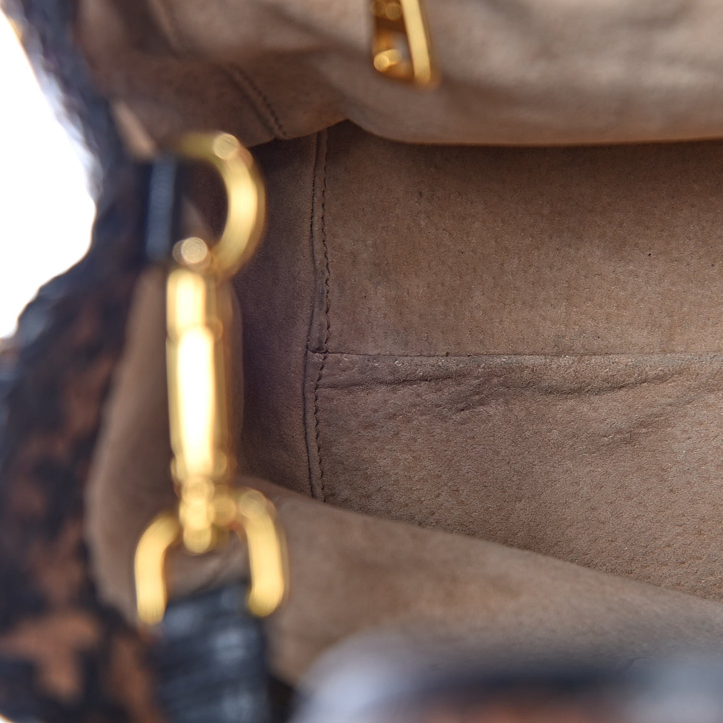 Goatskin Woven Small Tote Black Cammello