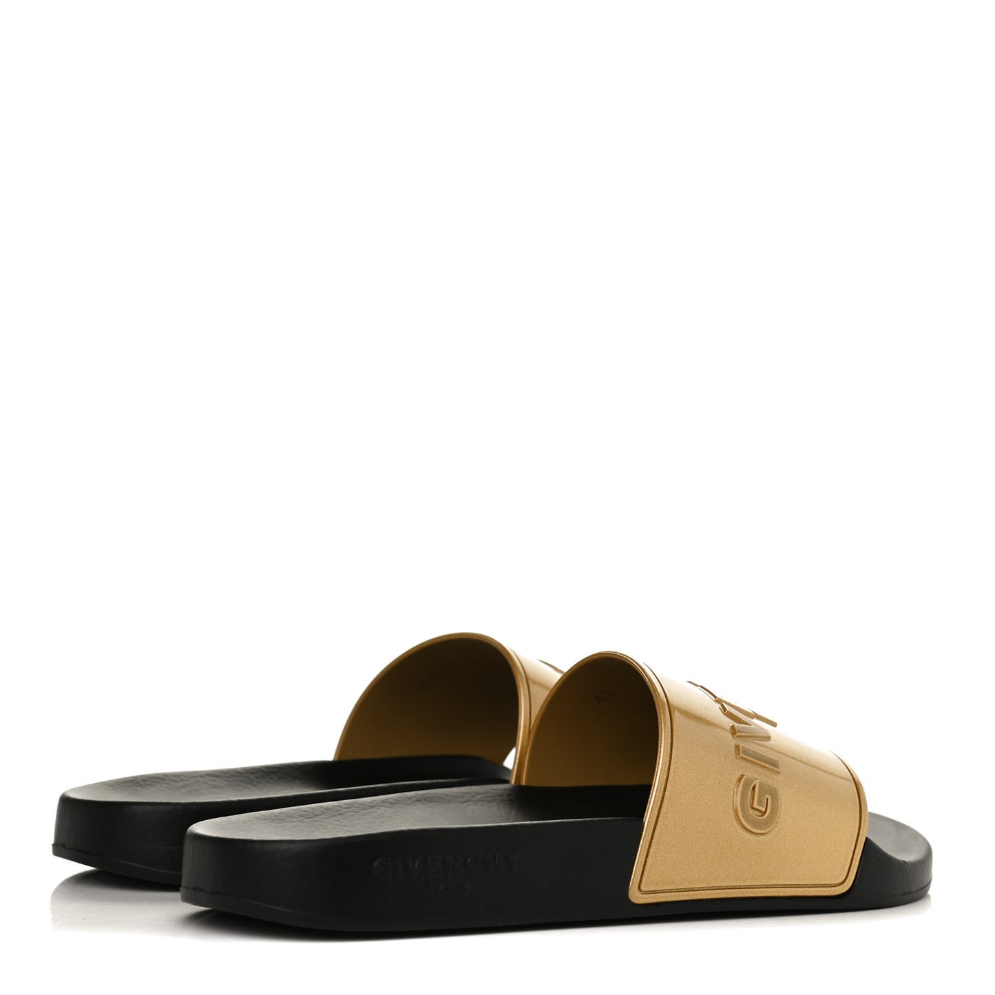 Metallic Rubber Logo Pool Slide Sandals 41 Gold