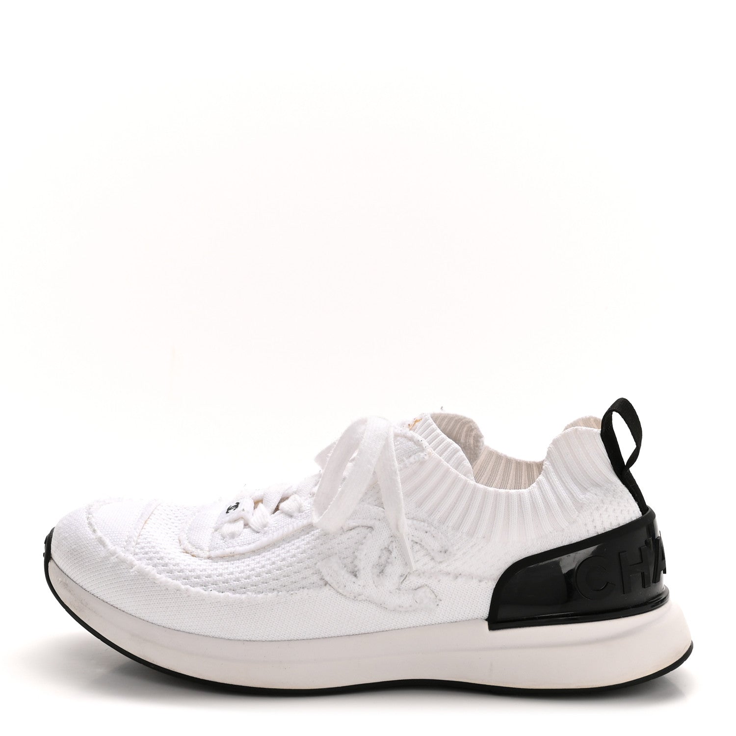 Chanel Fabric Logo Sneakers 39.5 White 1 of 9