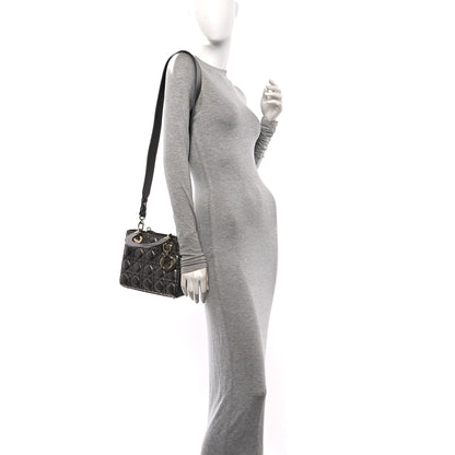Christian Dior Metallic Lambskin Cannage Small My ABCDior Lady Dior Dark Silver 2 of 11