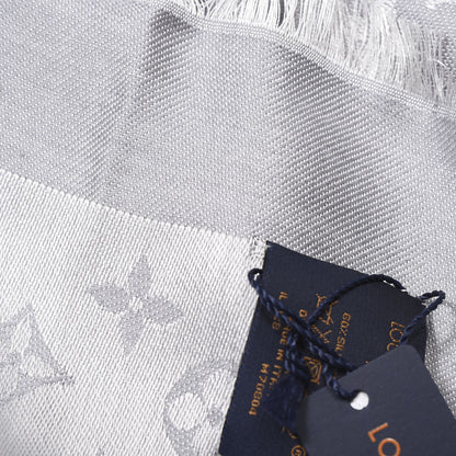 Louis Vuitton Wool Silk Monogram Denim Shawl Grey 5 of 6