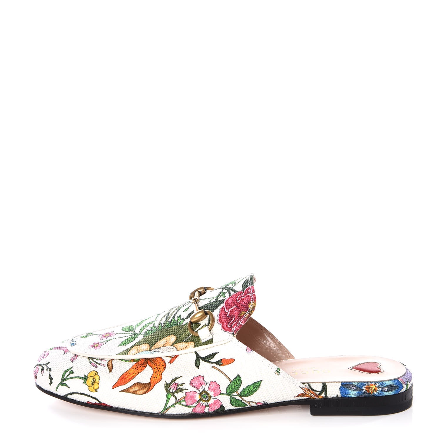 Gucci Canvas Flora Womens Princetown Slippers 37 White Multicolor 1 of 11