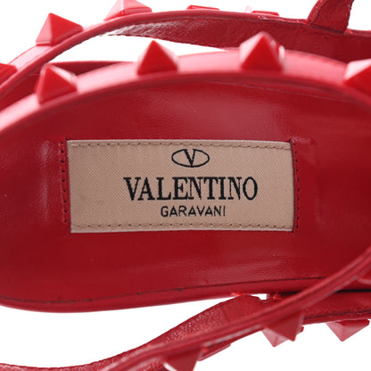 Valentino Garavani Calfskin Lacquered Monochrome Rockstud Ankle Strap 100mm Pumps 38 Rouge Pur 7 of 12