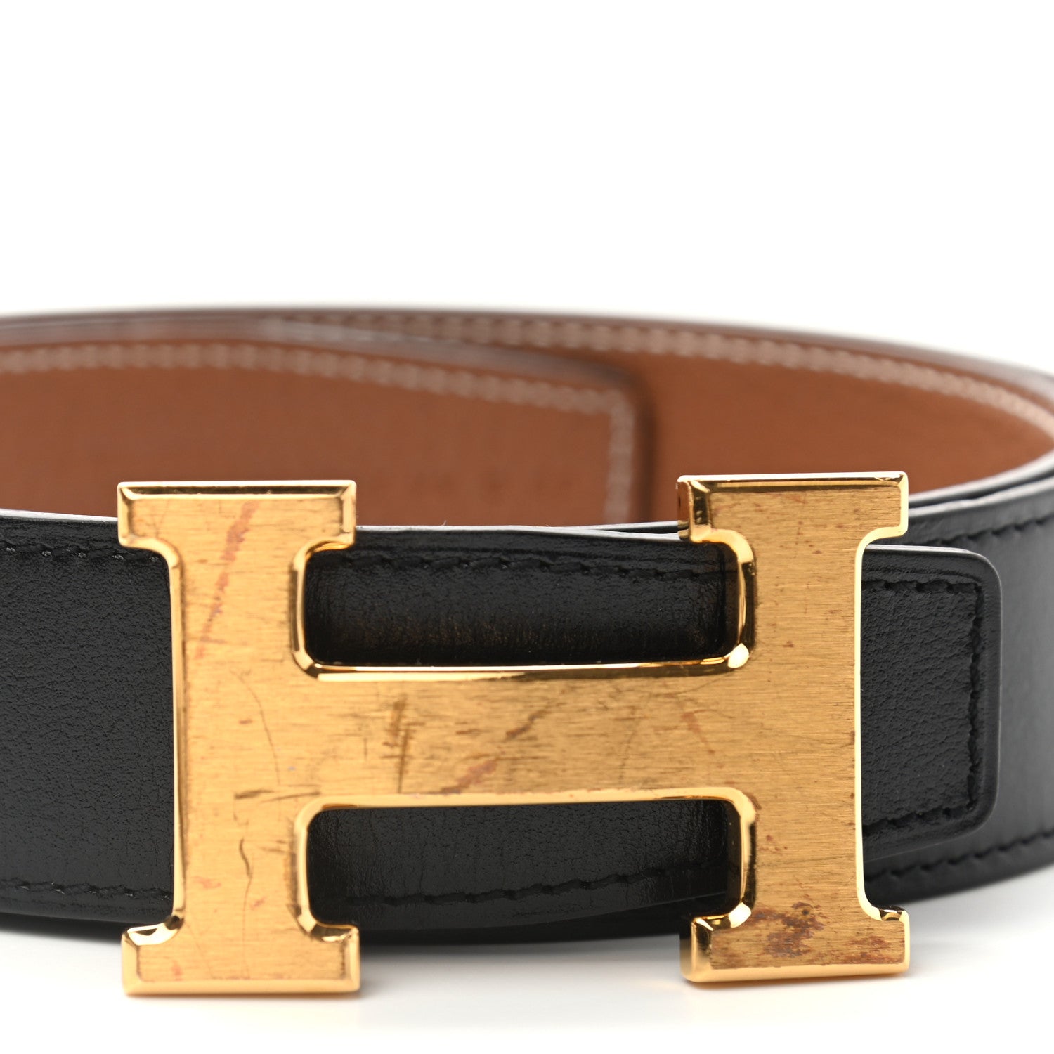 Hermes Box Togo 32mm H Belt 90 Black Gold 7 of 7
