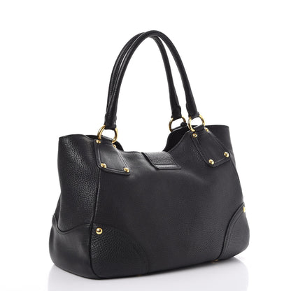 Prada Vitello Daino Pushlock Tote Black 3 of 14
