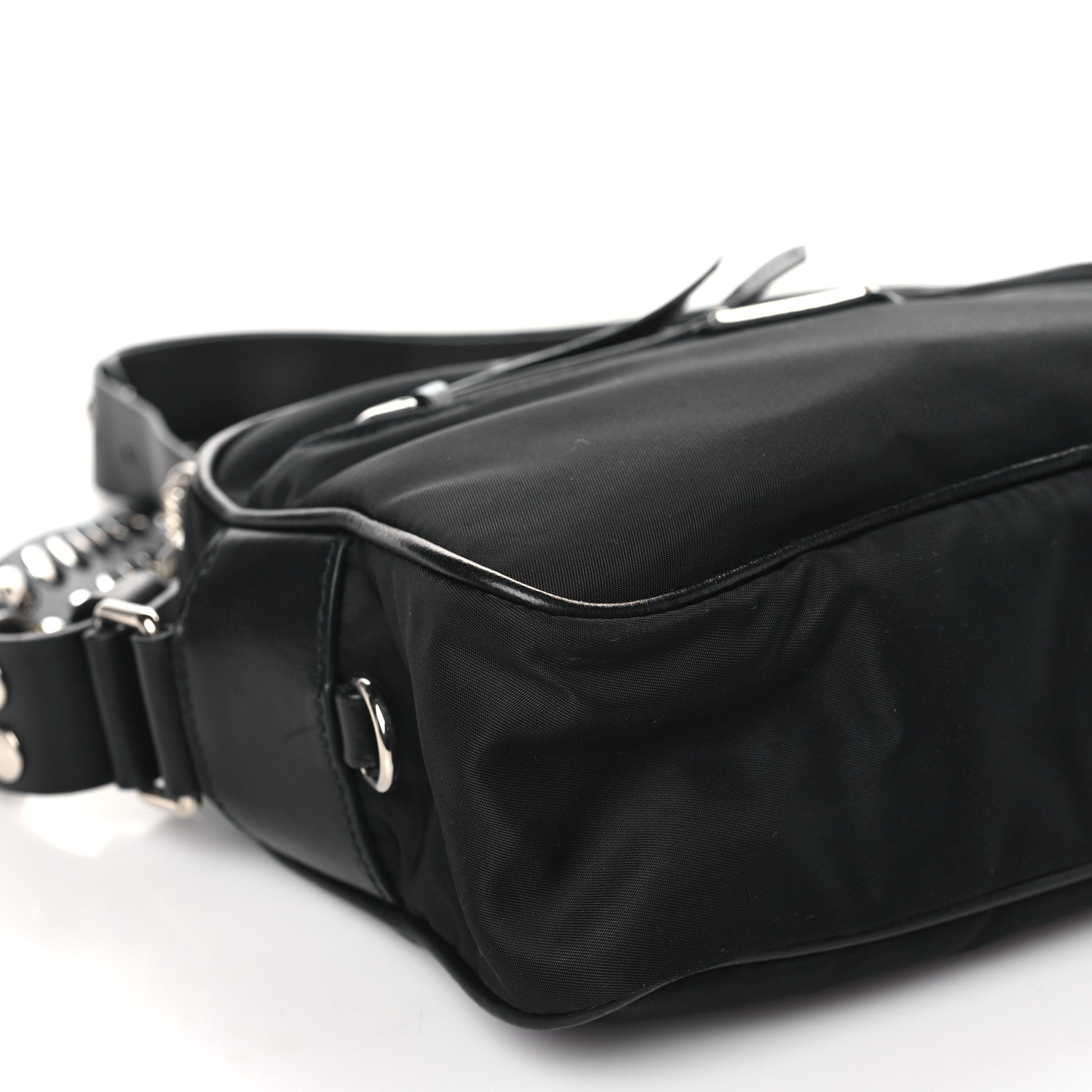Prada Tessuto Nylon Studded New Vela Shoulder Bag Black Astrale 9 of 10