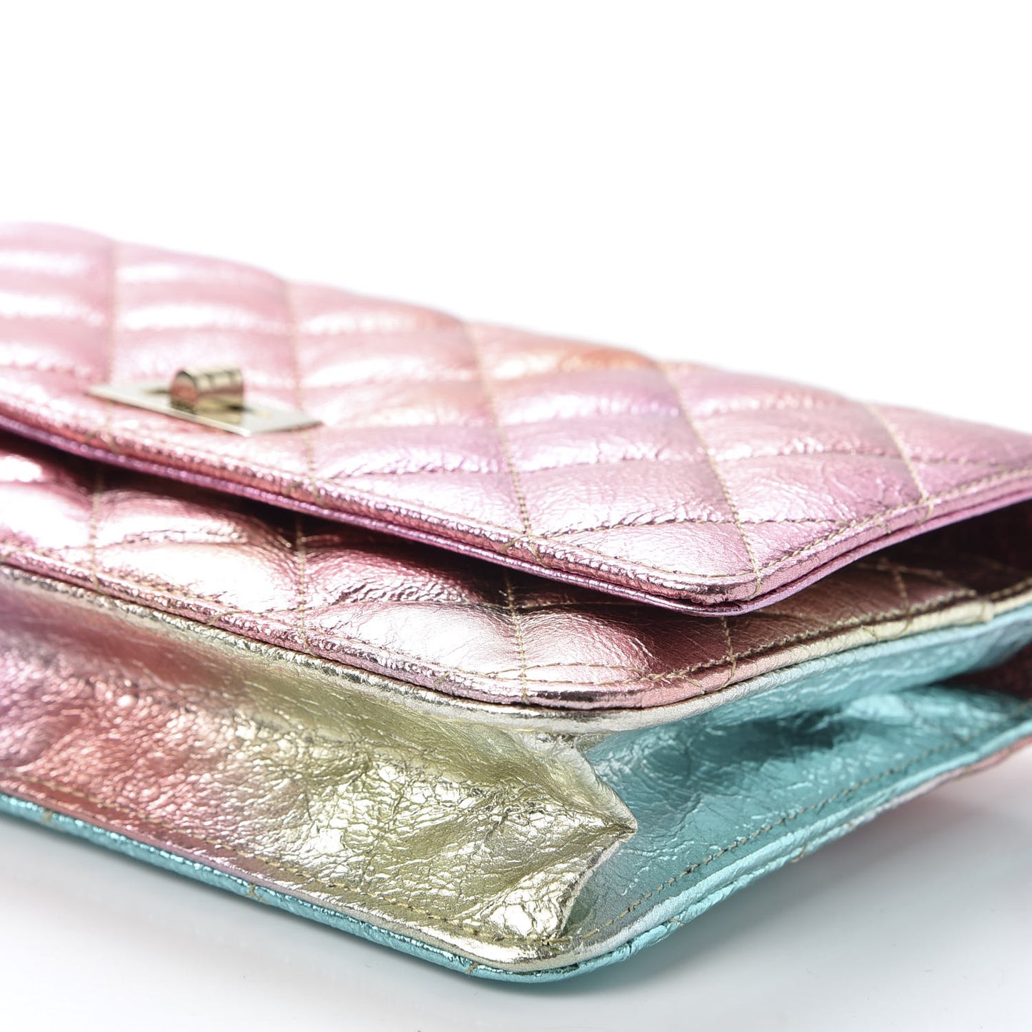 Metallic Goatskin Quilted 2.55 Reissue Wallet on Chain WOC Multicolor