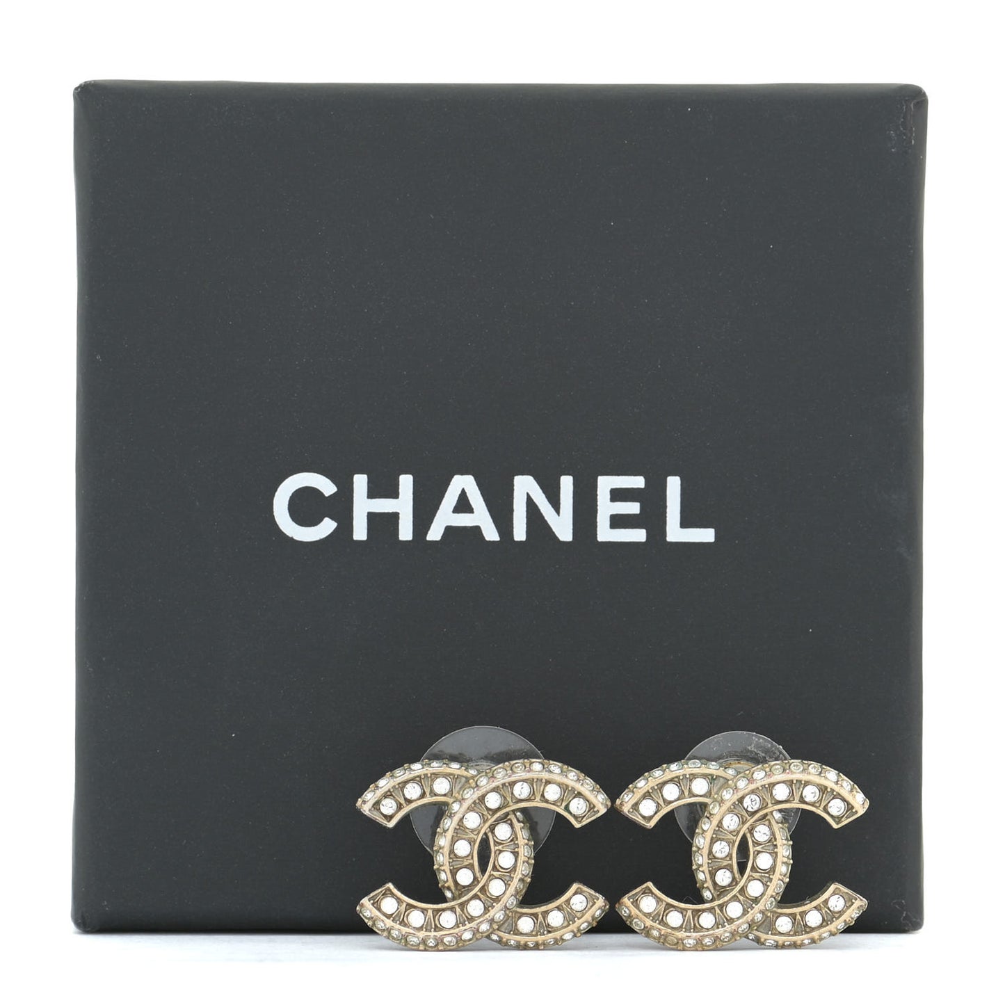 Crystal Timeless CC Earrings Light Gold