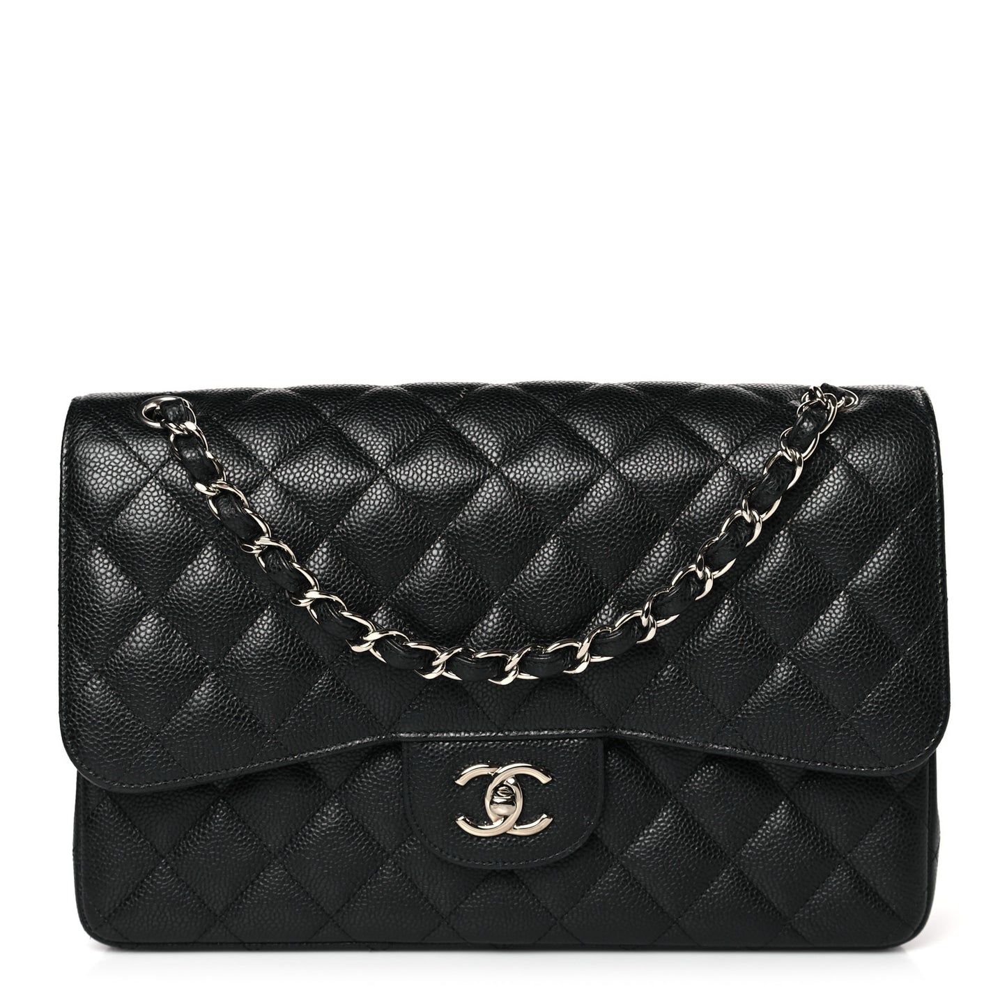 Caviar Quilted Jumbo Double Flap Black