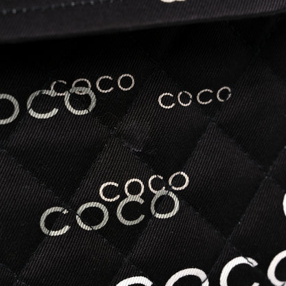 Chanel Canvas Coco Printed Quilted Medium Double Flap Black White 13 of 13